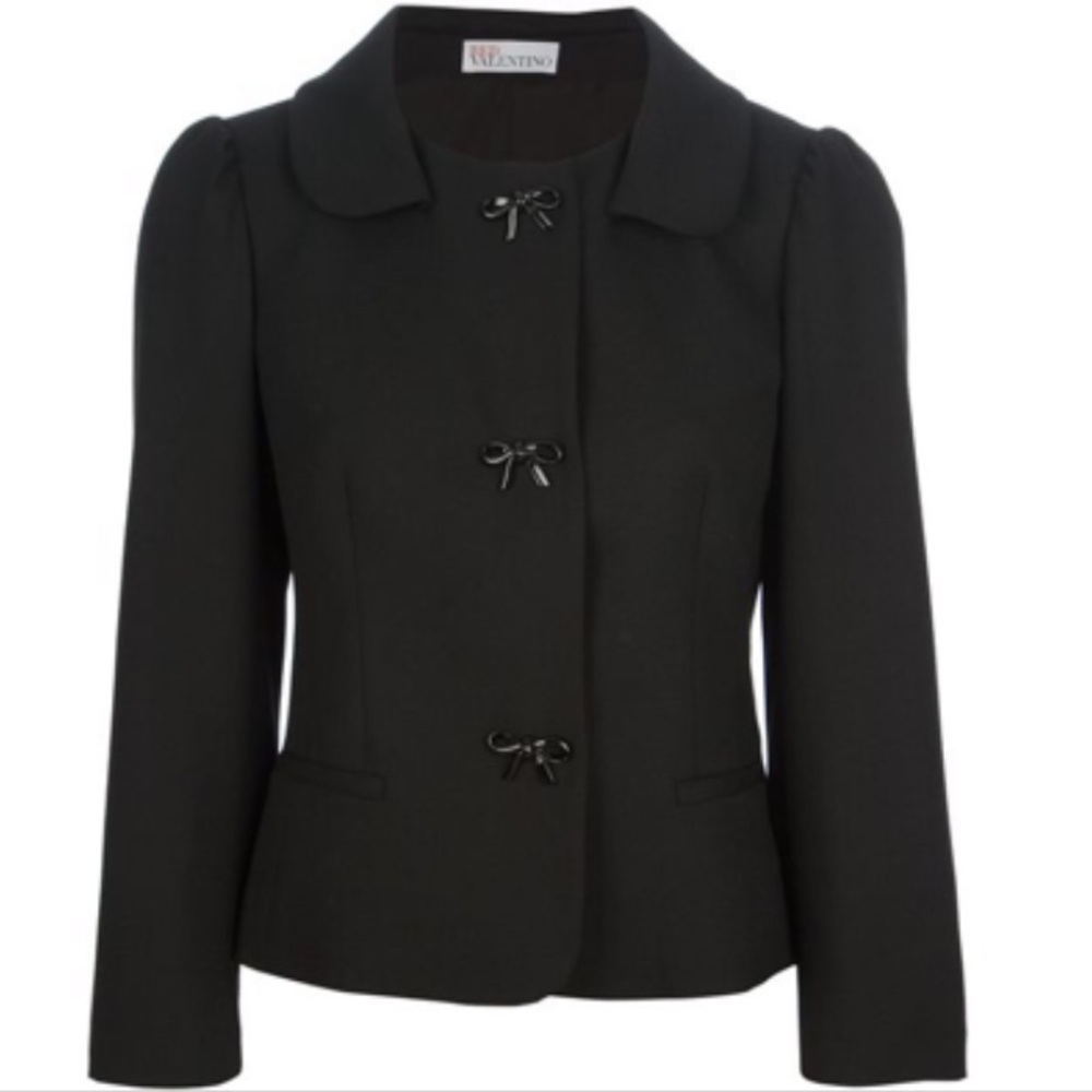 RED Valentino Cropped Bow Enamel Jacket Size 46 IT